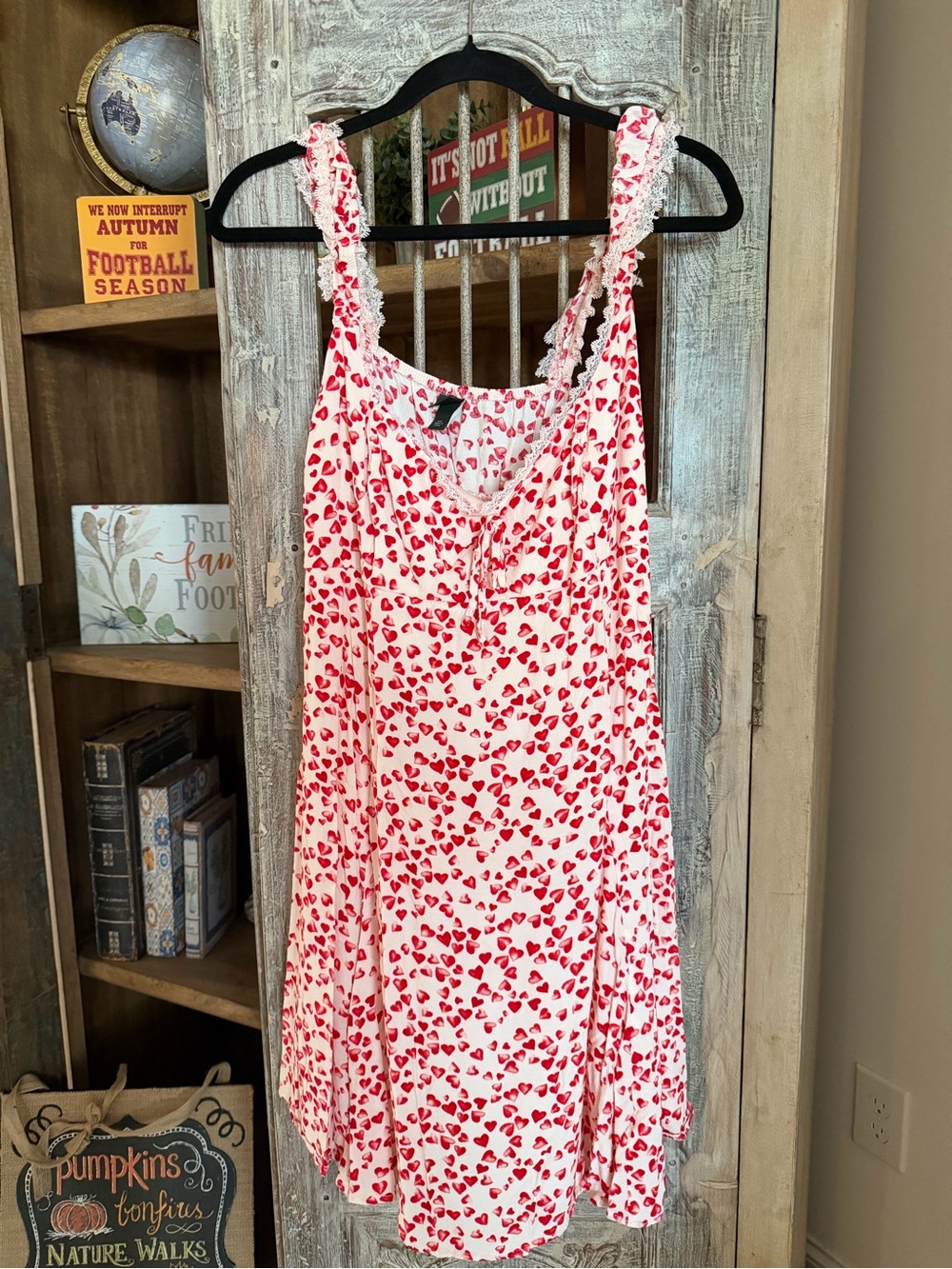 wild fable White Dress with Red Heart Print - Sleeveless
